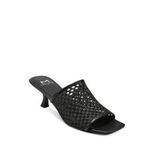 MARC FISHER LTD Womens Black Eyelet Juliette Toe Flare Slip On Heeled Sandal 9 M